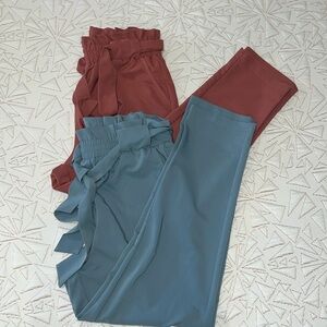 GRACE KARIN Women's Cropped Paper Bag Waist Pants with Pockets SET OF 2 colors